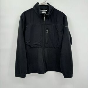 Columbia 1X Fleece Jacket Womens Black Full Zip Nylon Overlay XW6717
